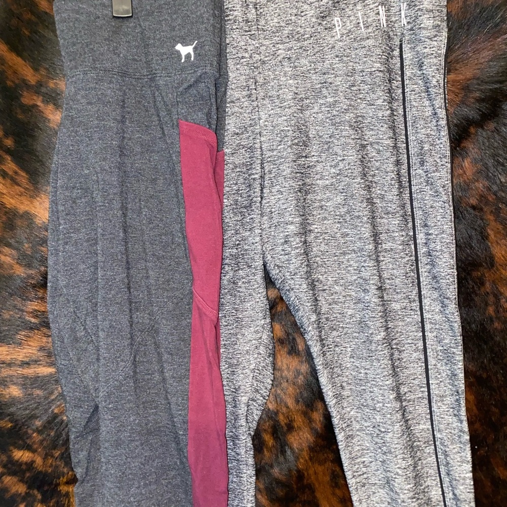 PINK Victoria's Secret Yoga Leggings Bundle Grey pair and Maroon pair